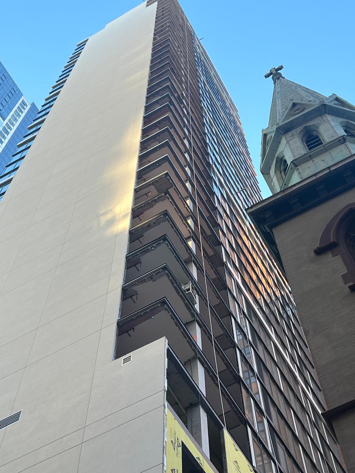 111 Willoughby Street balconies, facade and window installation