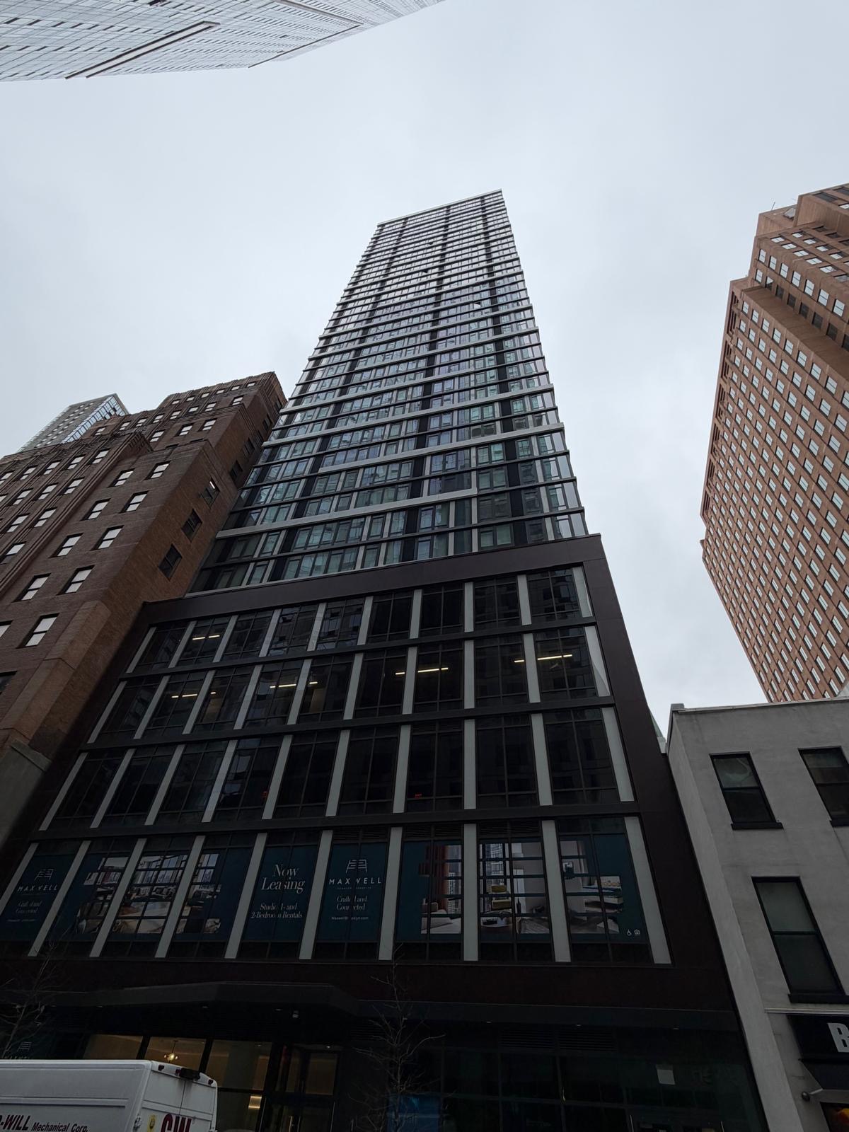 111 Willoughby Street commercial tower facade viewed from street level
