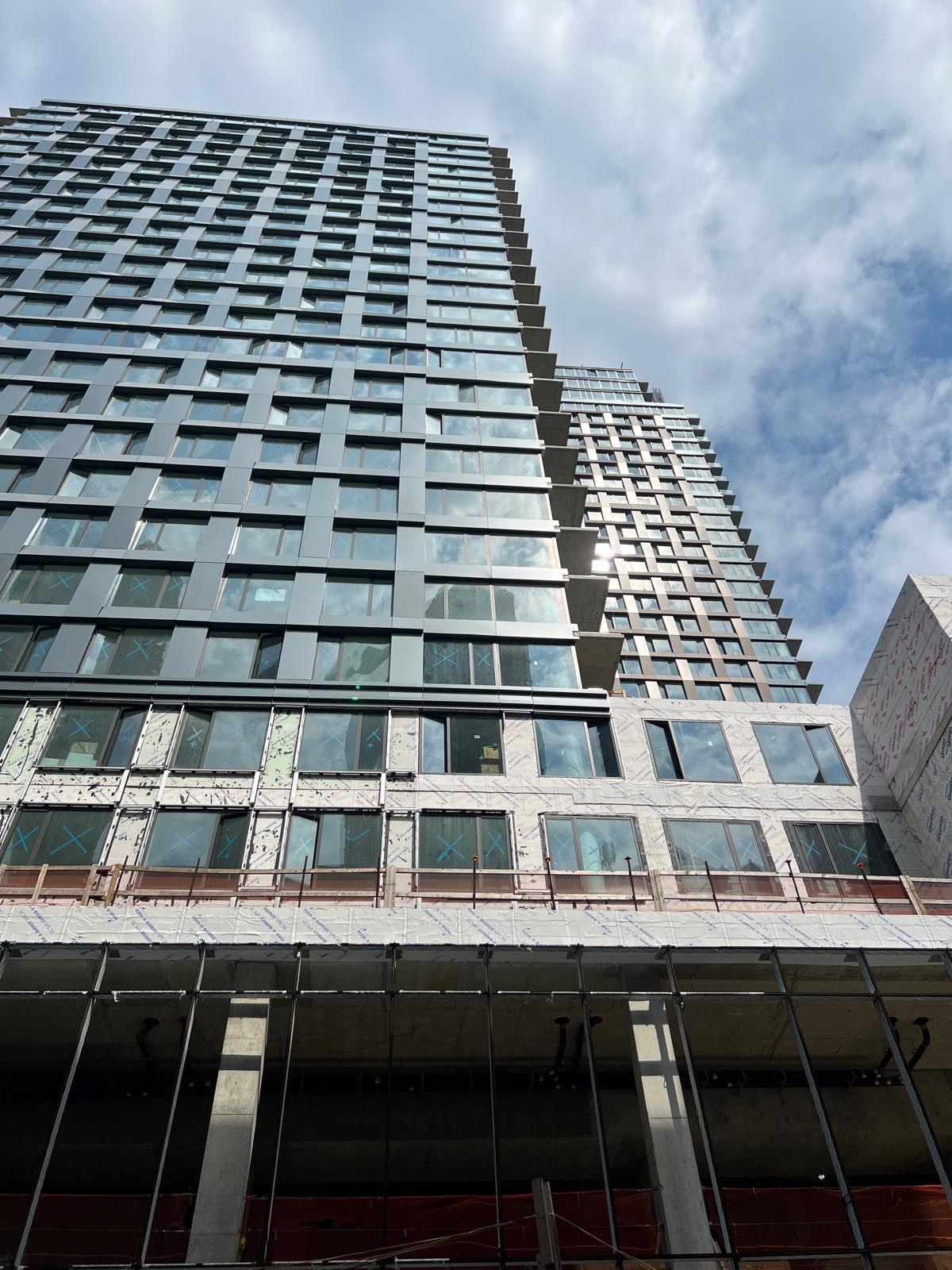 625 Fulton Street mixed-use residential exterior envelope during construction